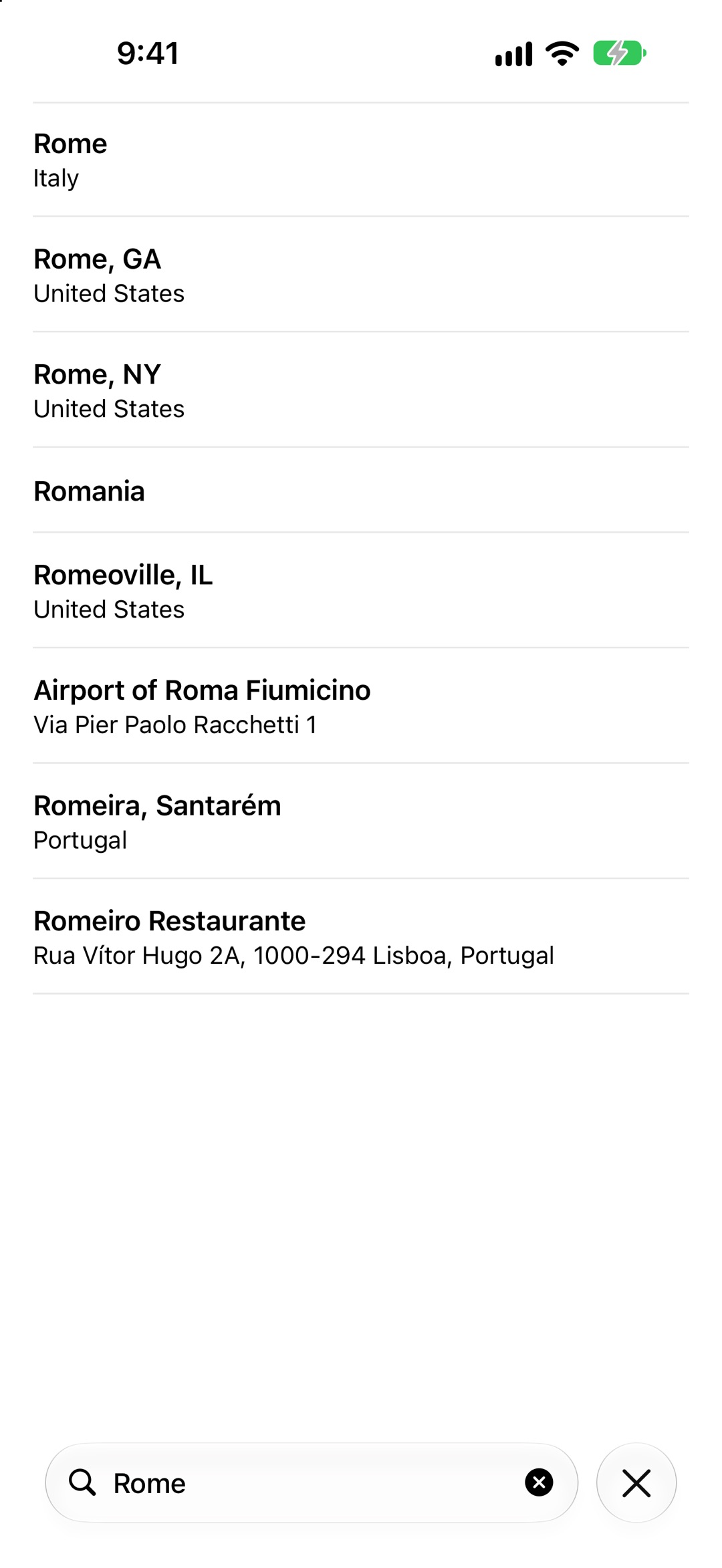 Searching for a city in CityMusts, with suggestions as you type.